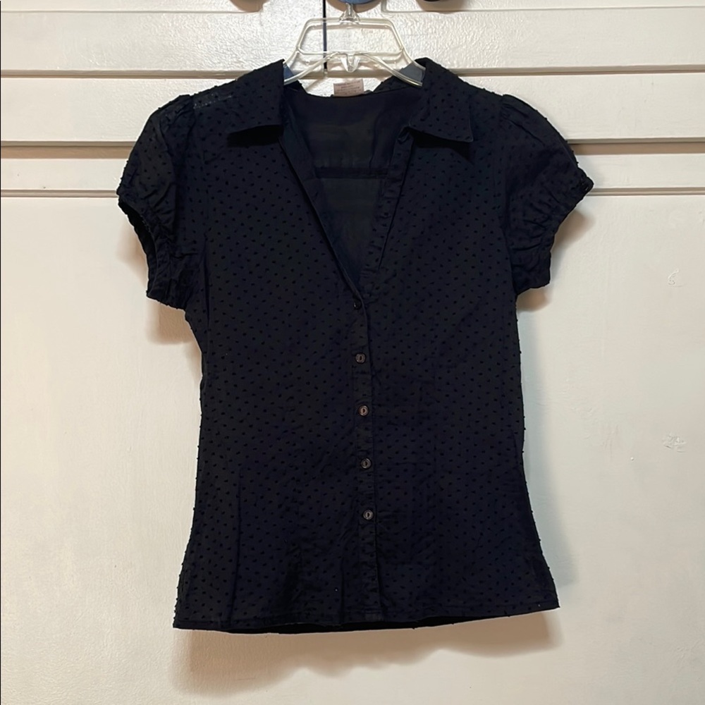 Love Squared Black Button Down Blouse